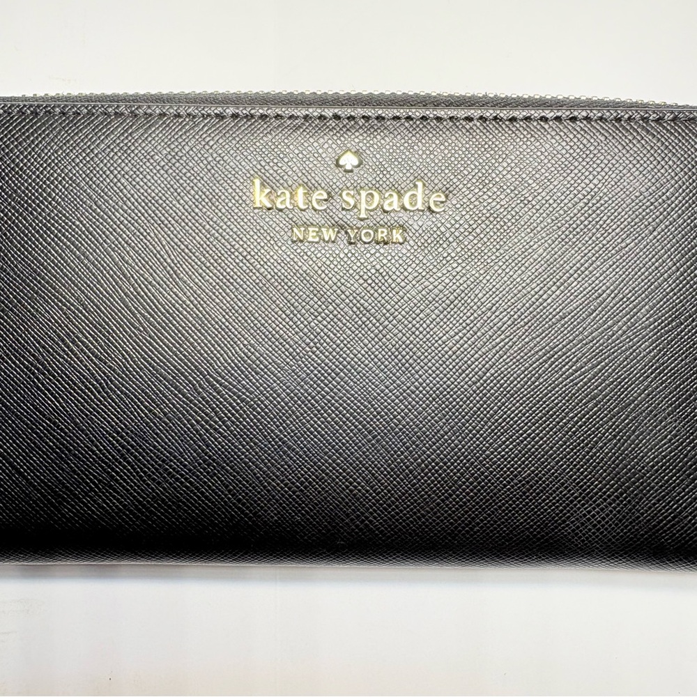 kate spade black zip-around Saffiano leather wallet - Picture 2 of 14